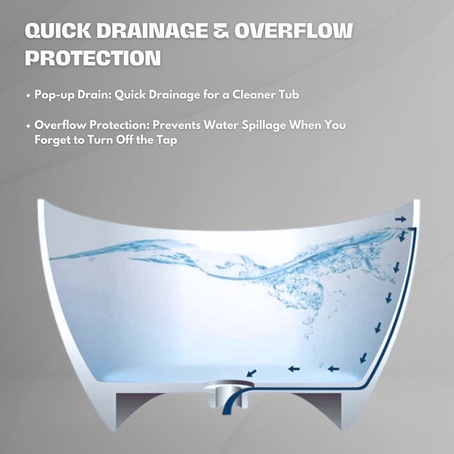 H2O Oval 59 in. x 30.7 in. Solid Surface Freestanding Soaking Bathtub with Center Drain in Matte White